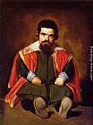 Diego Rodriguez De Silva Velazquez Canvas Paintings - A Dwarf Sitting on the Floor